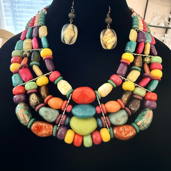 Vintage Colorful Beaded Necklace and earrings
6 necklaces
2 earrings - Picture 3 of 16
